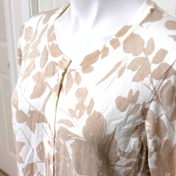 NWOT Roz & Ali Lightweight Cardigan 3/4 Sleeve Floral/Leaf Print - Picture 4 of 10